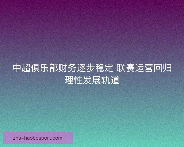 中超俱乐部财务逐步稳定 联赛运营回归理性发展轨道